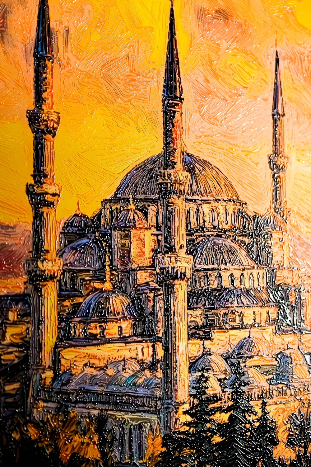 Altın Gün Batımı: Sultanahmet Camii — 3D Kabartmalı Premium Duvar Sanatı