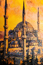 Altın Gün Batımı: Sultanahmet Camii — 3D Kabartmalı Premium Duvar Sanatı