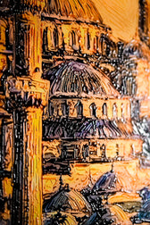 Altın Gün Batımı: Sultanahmet Camii — 3D Kabartmalı Premium Duvar Sanatı