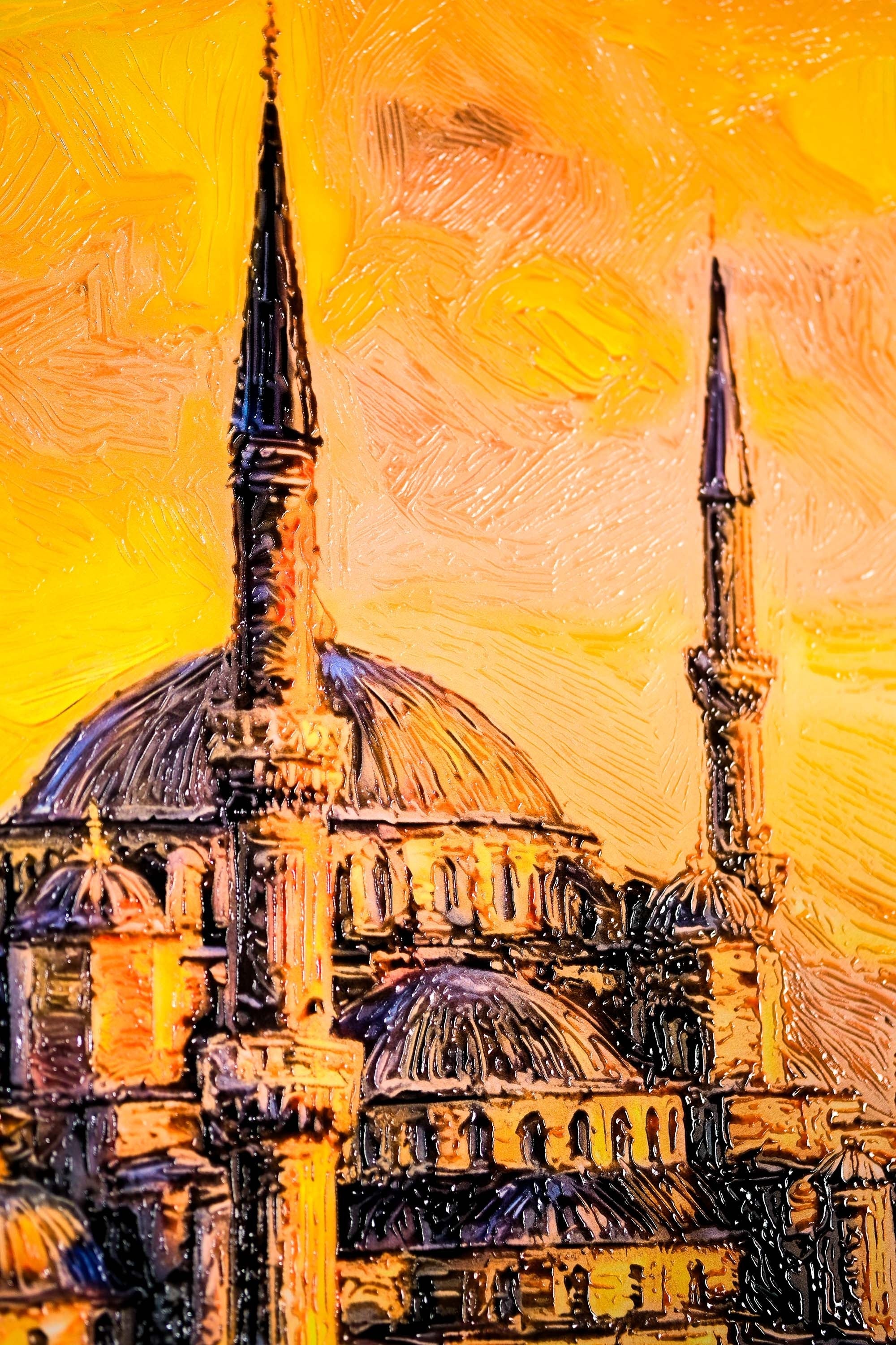 Altın Gün Batımı: Sultanahmet Camii — 3D Kabartmalı Premium Duvar Sanatı