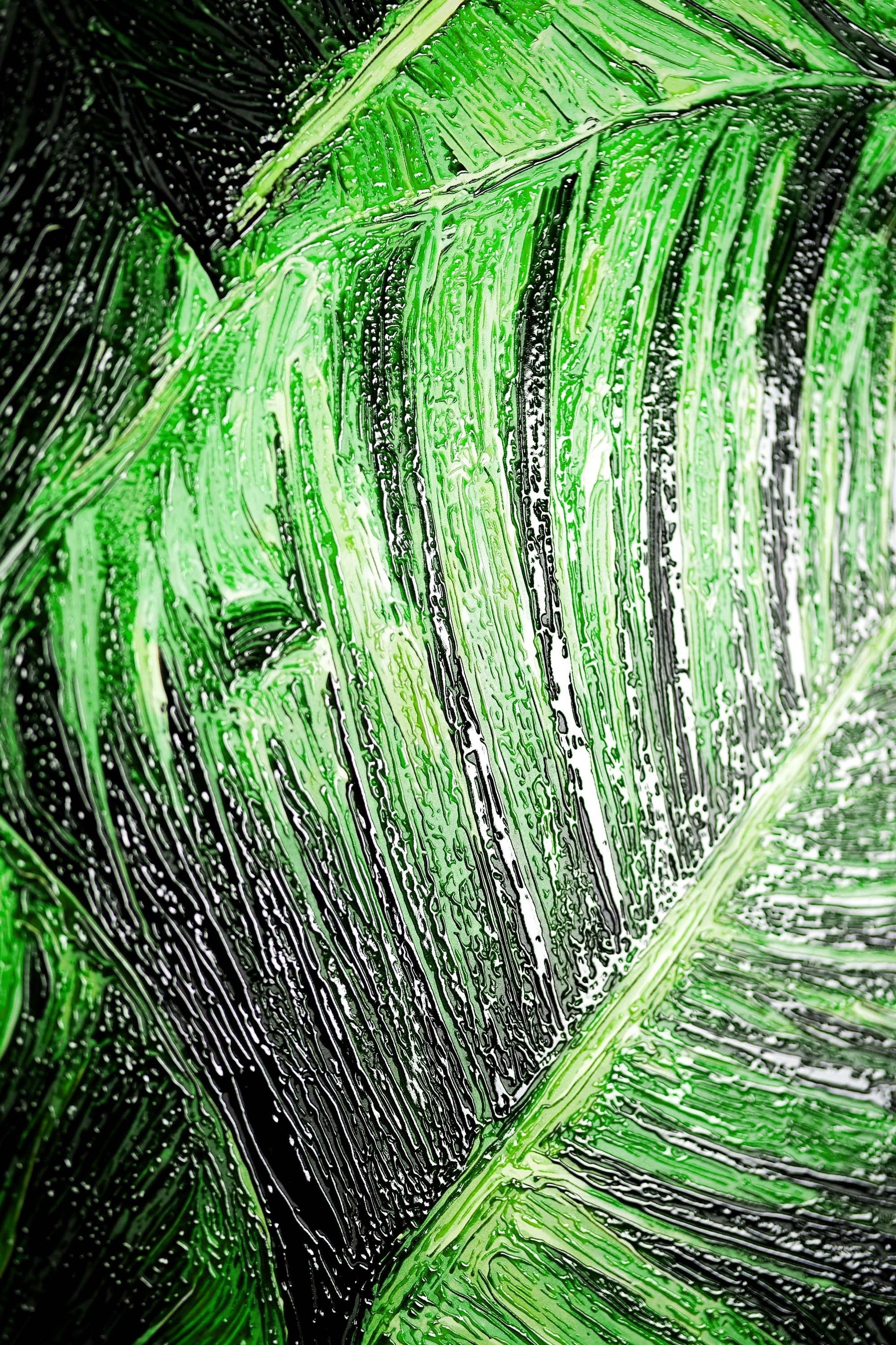 Tropikal Yeşil Esintisi — 3D Kabartmalı Premium Duvar Sanatı