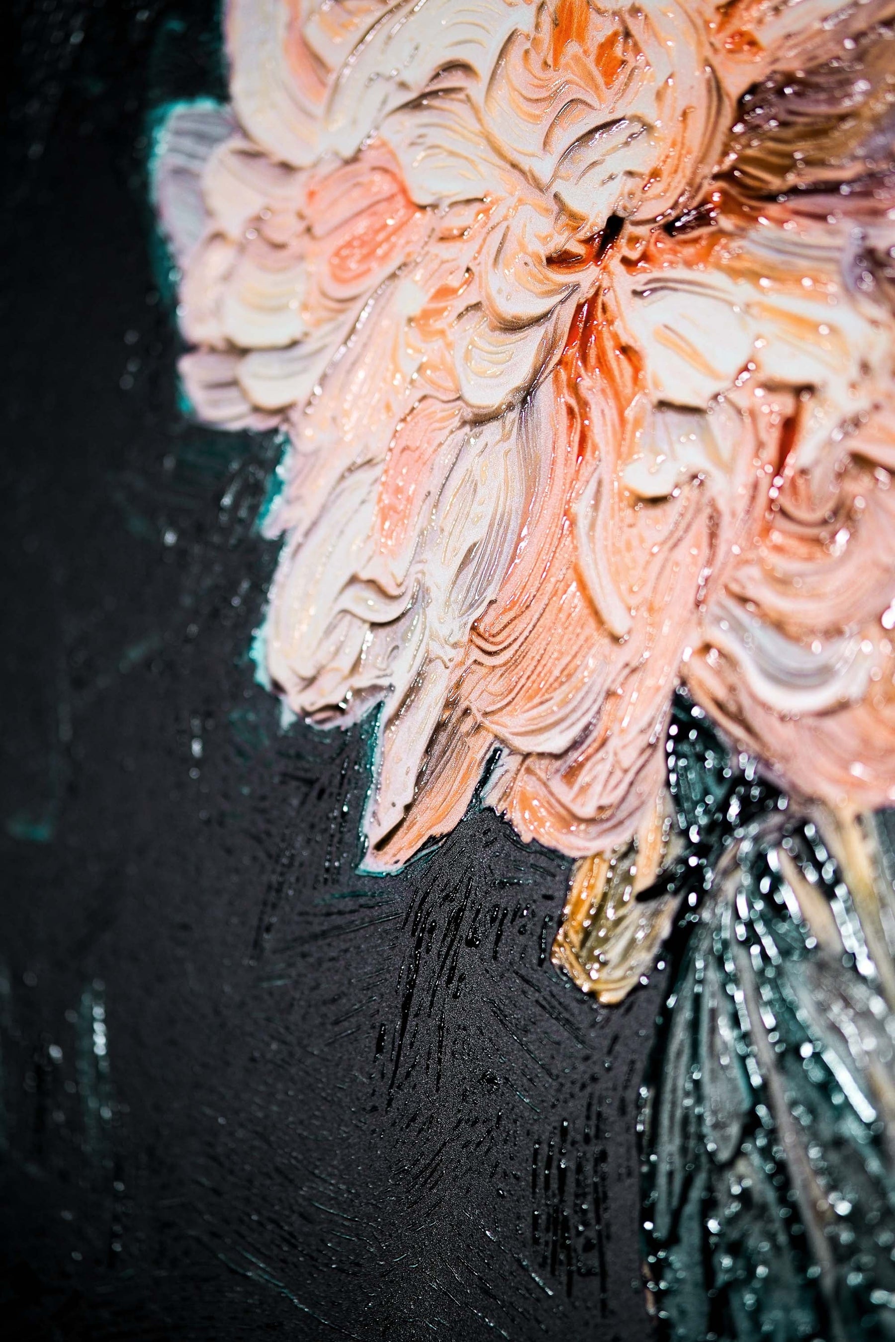 Gece Yarısı Şakayığı ve Kehribar Zambağı — 3D Kabartmalı Premium Duvar Sanatı