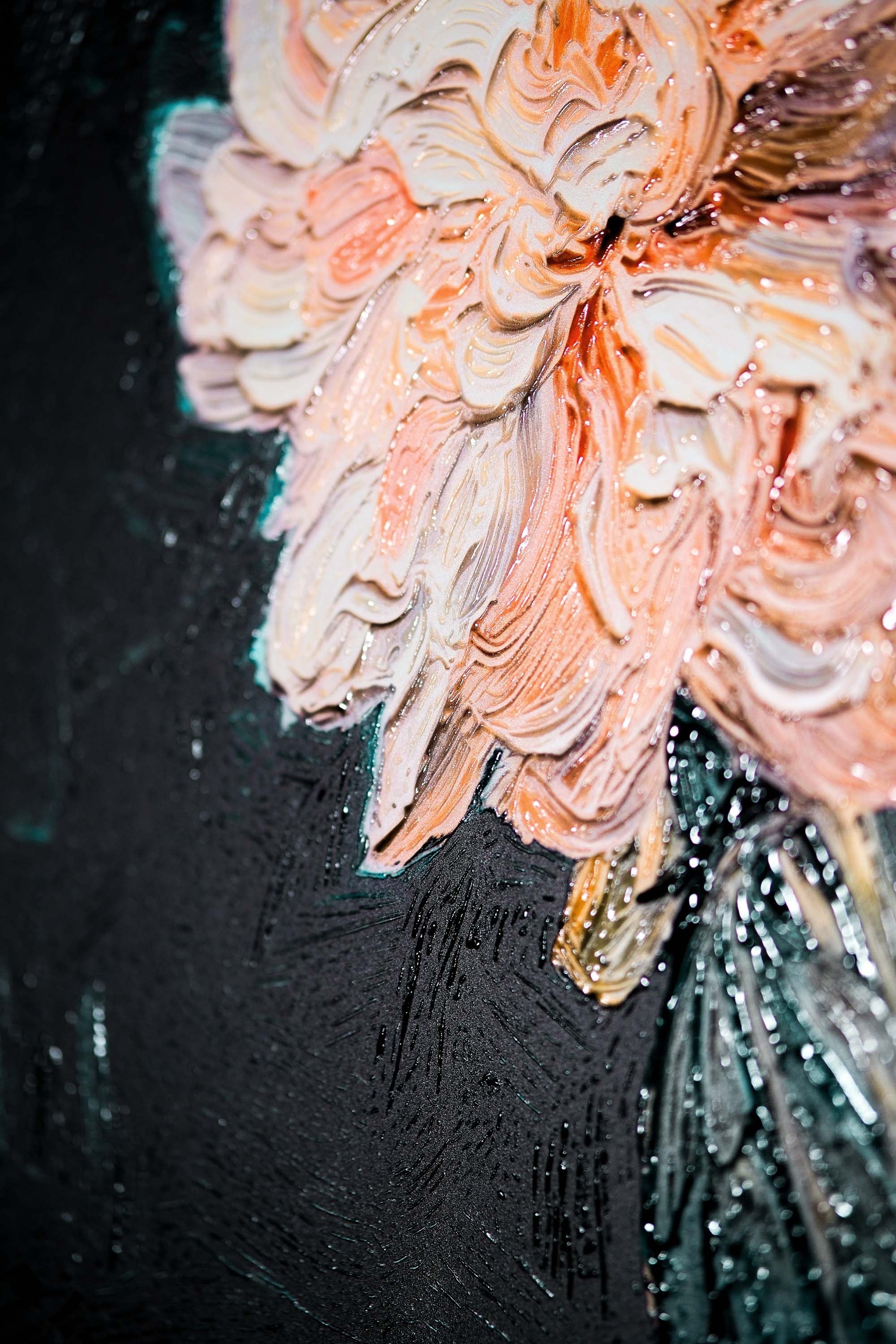 Gece Yarısı Şakayığı ve Kehribar Zambağı — 3D Kabartmalı Premium Duvar Sanatı