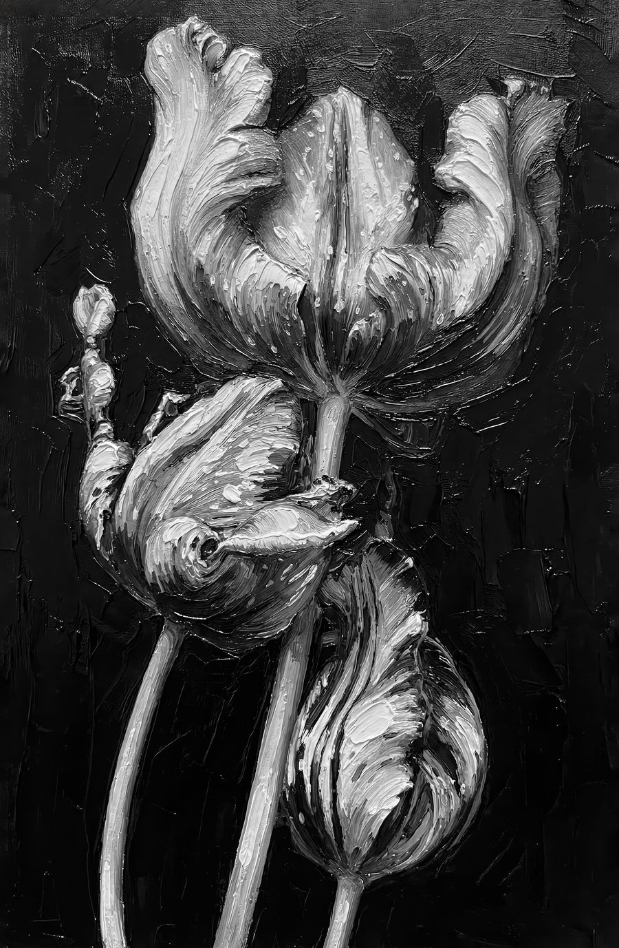 Obsidian & Ivory Grace — 3D Kabartmalı Premium Duvar Sanatı