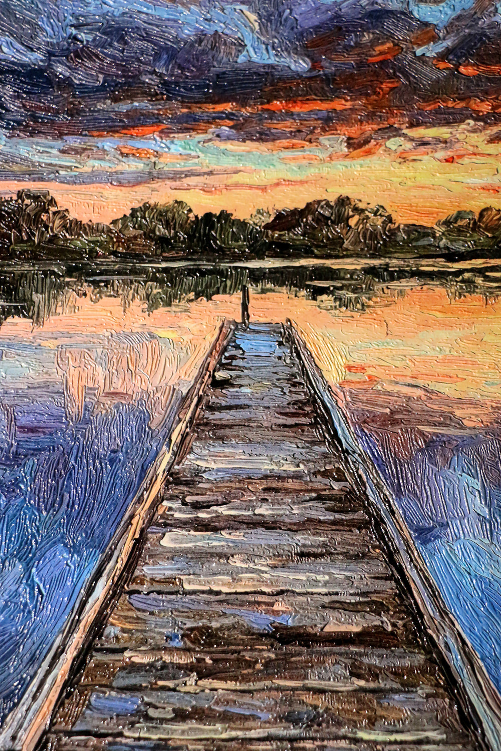 Twilight Pier Reflections — 3D Kabartmalı Premium Duvar Sanatı