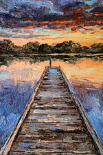 Twilight Pier Reflections — 3D Kabartmalı Premium Duvar Sanatı