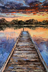 Twilight Pier Reflections — 3D Kabartmalı Premium Duvar Sanatı