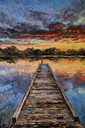 Twilight Pier Reflections — 3D Kabartmalı Premium Duvar Sanatı