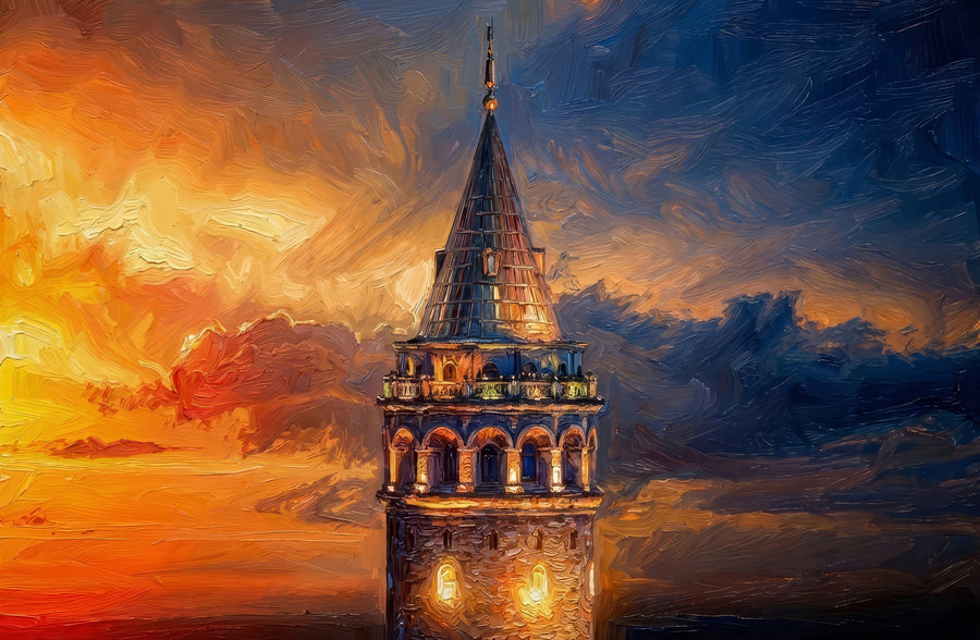 Galata Sunset Sentinel — 3D Kabartmalı Premium Duvar Sanatı