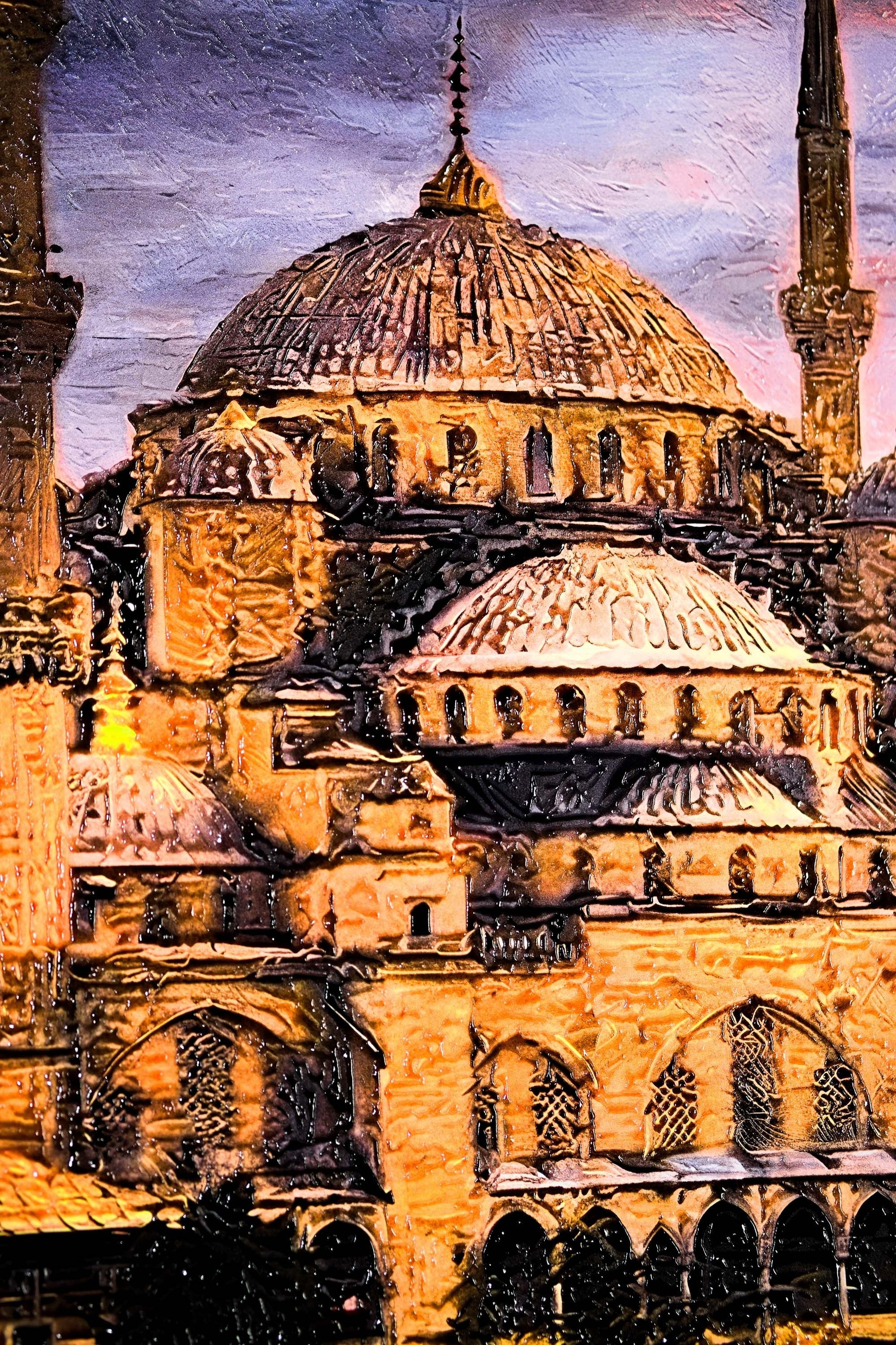 Ebedi Sultanahmet Işıltısı — 3D Kabartmalı Premium Duvar Sanatı