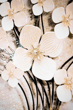 Ivory Floral Symphony — 3D Kabartmalı Premium Duvar Sanatı