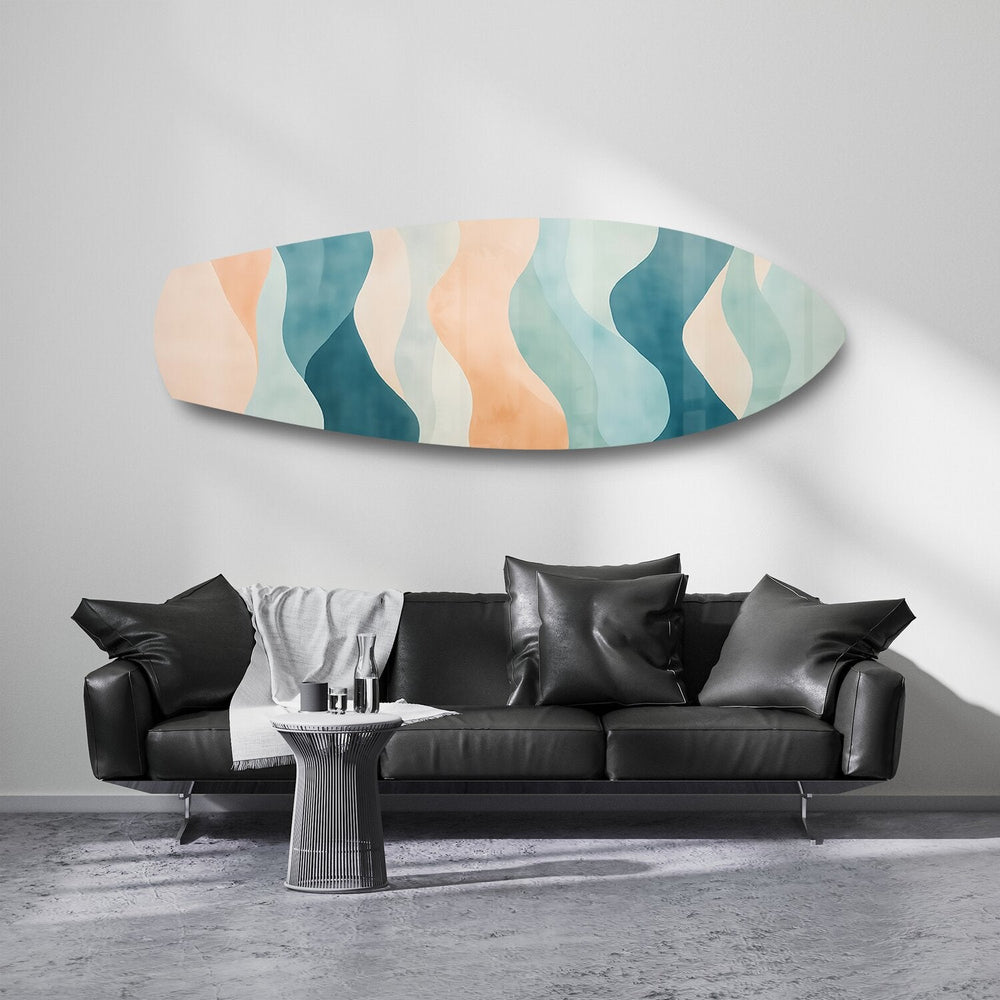 Pastel Boho Dalga Soyut Cam Tablo.