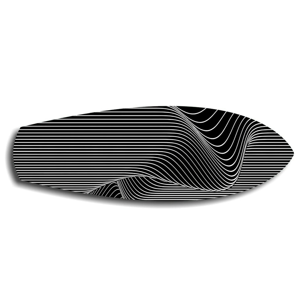 Siyah Beyaz Op Art Çizgi Cam Tablo.