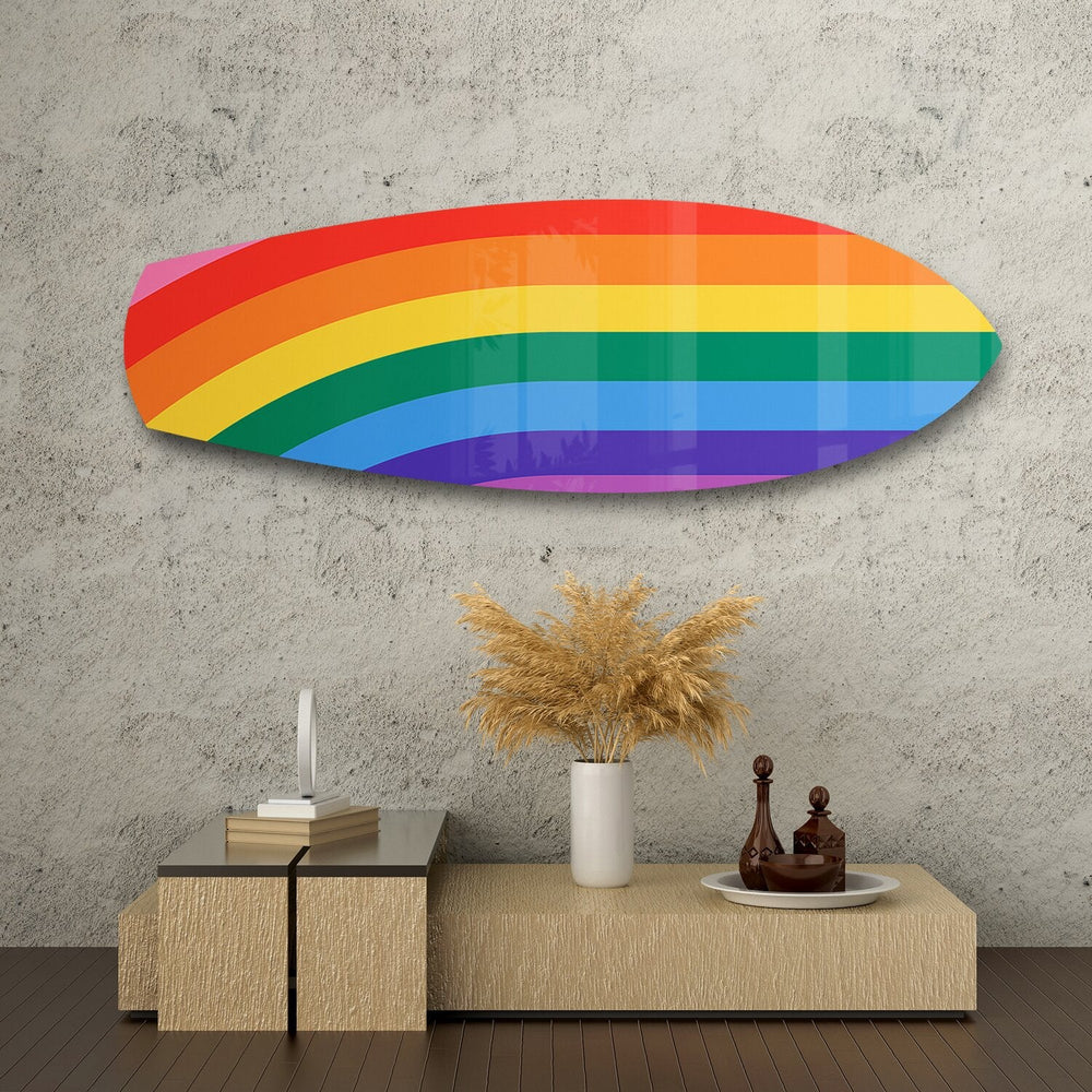 Gökkuşağı Pride Çizgi Cam Tablo.