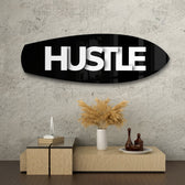 Hustle Tipografi Motivasyon Cam Tablo.