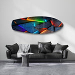 Neon Geometrik Taş Soyut Cam Tablo.