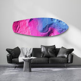 Pembe Mavi Topografik Dalga Soyut Cam Tablo.