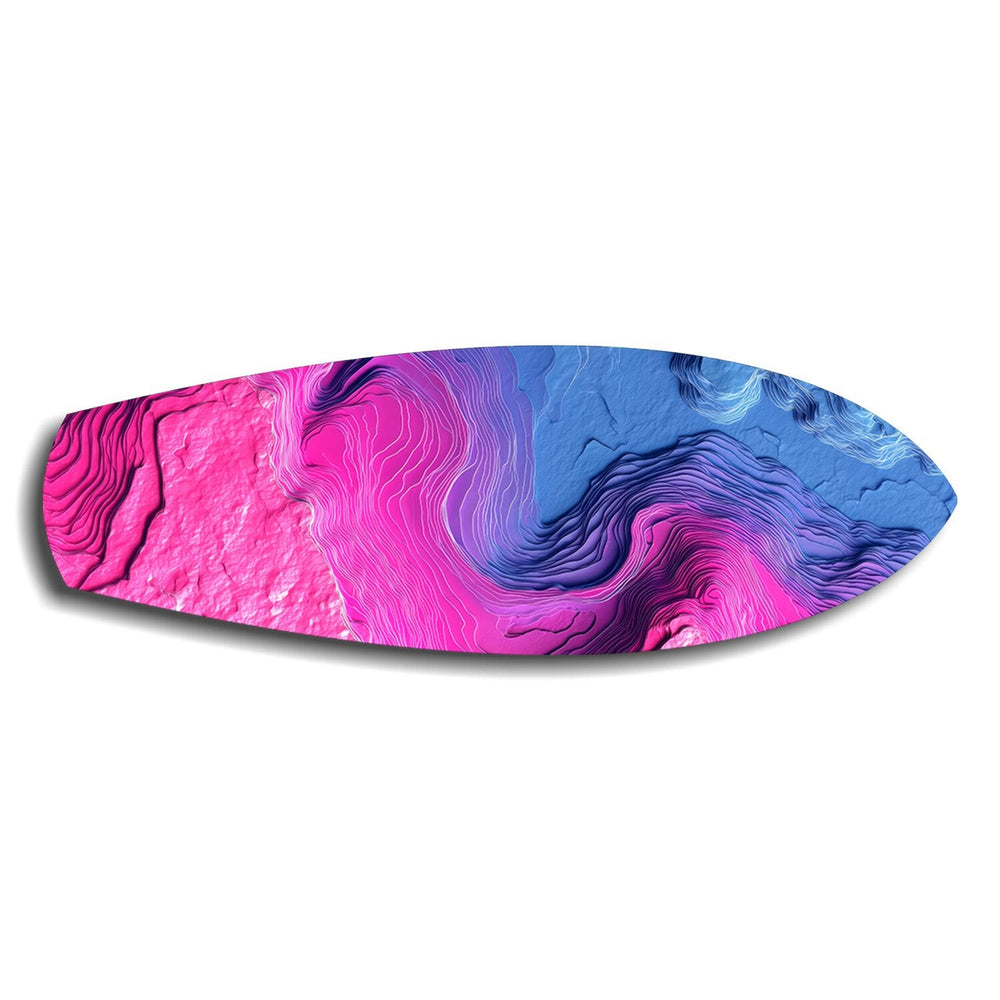 Pembe Mavi Topografik Dalga Soyut Cam Tablo.
