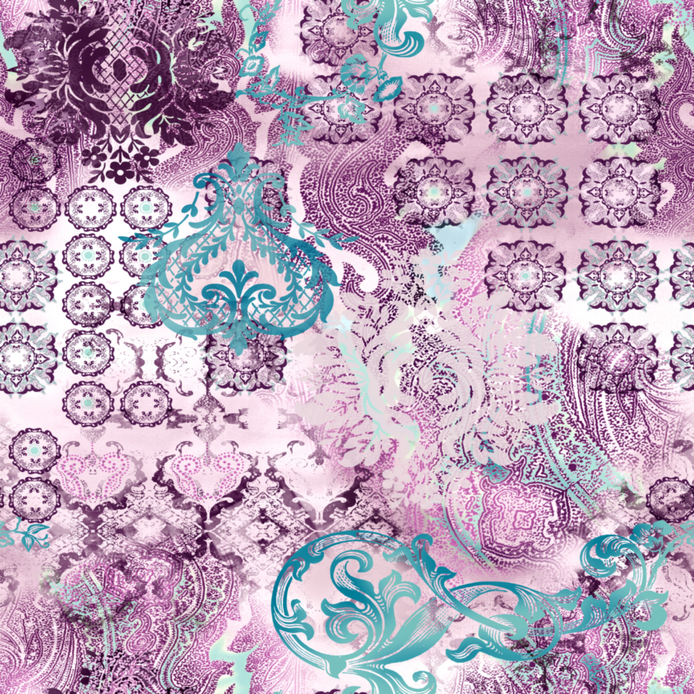 Mor Damask Cam Tablo