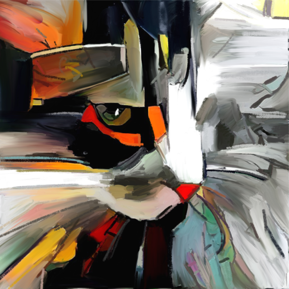 Soyut Kedi Cam Tablo