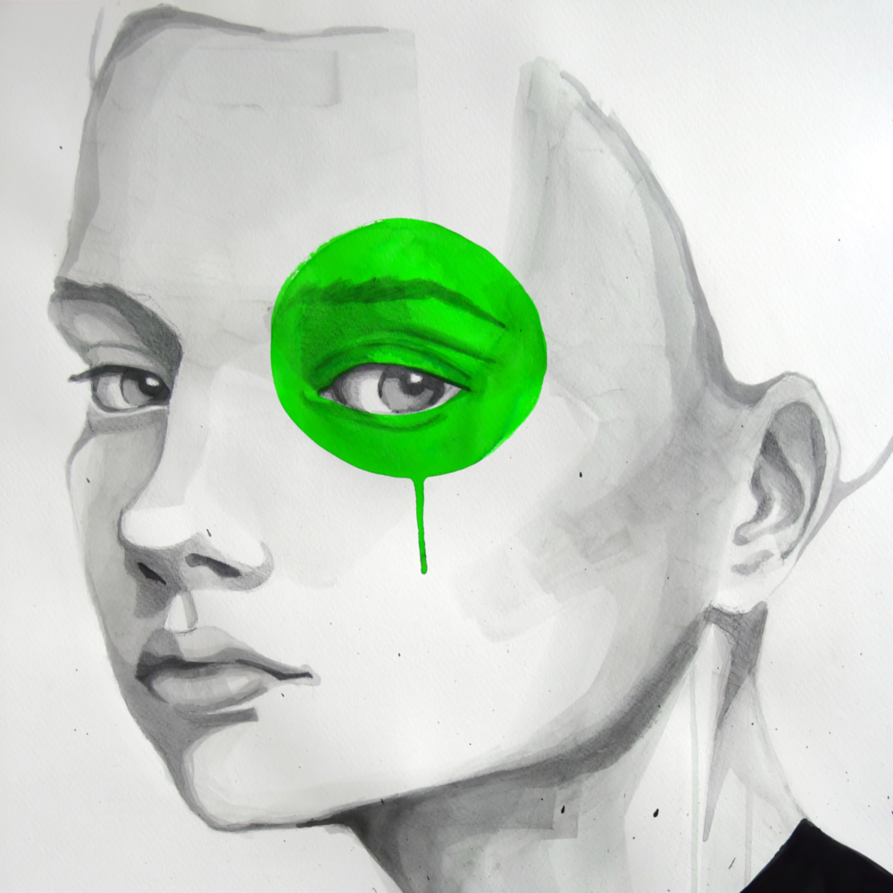 Yeşil Bakış Cam Tablo