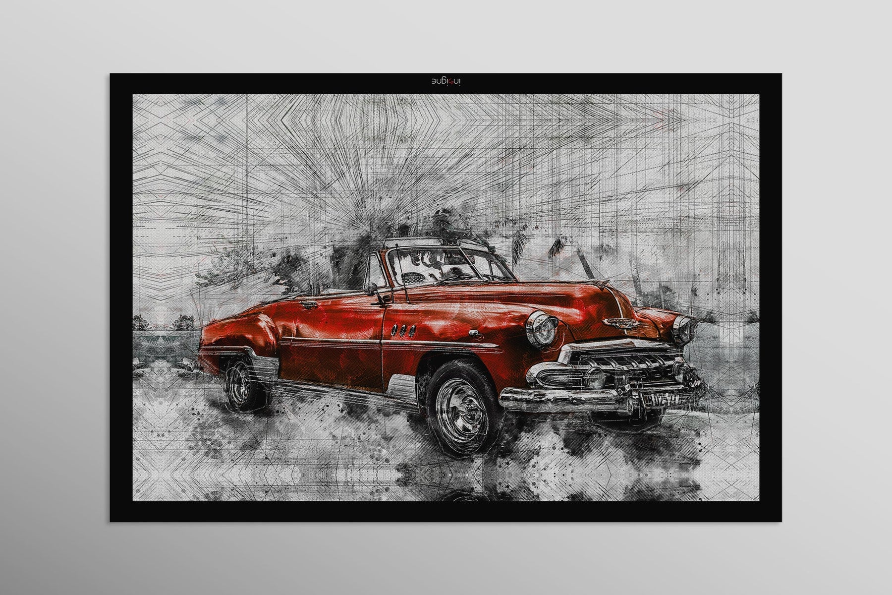 Crimson Chrome Classic — 3D Kabartmalı Premium Duvar Sanatı