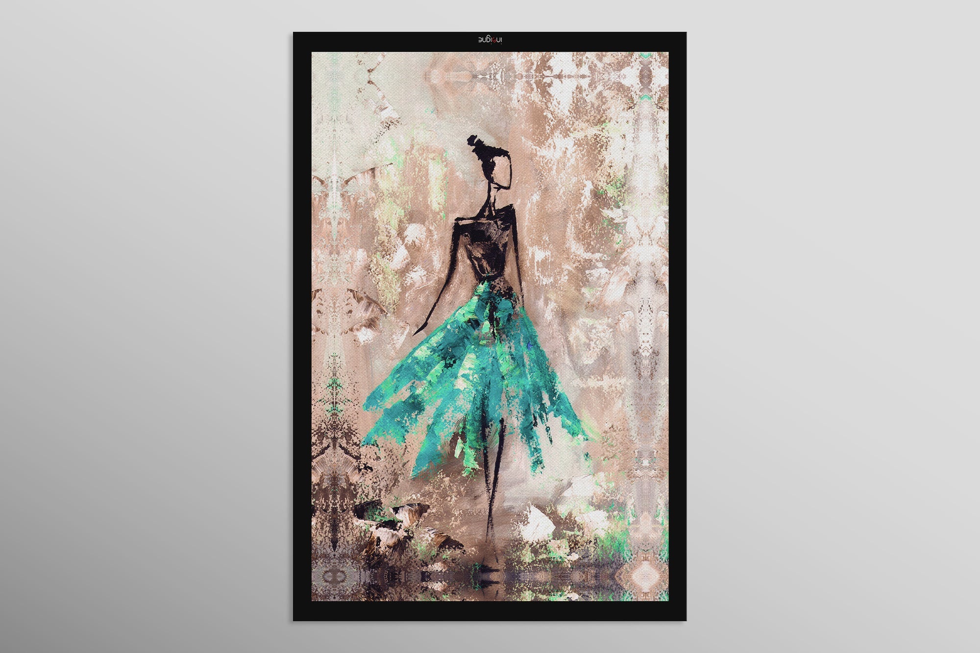 Jade Couture Muse – 3D Kabartmalı, Parlak Laklı Alüminyum Tablo