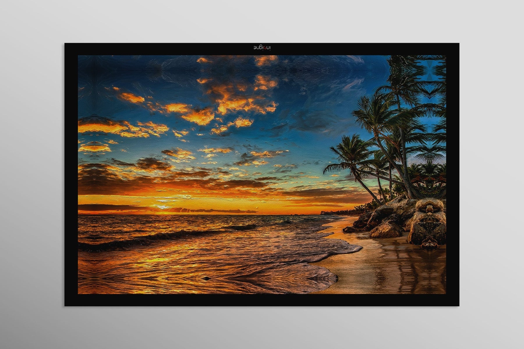 Tropic Dusk Symphony - Haptic 3D Embossed + High-Gloss Lacquer Print — 3D Kabartmalı Premium Duvar Sanatı