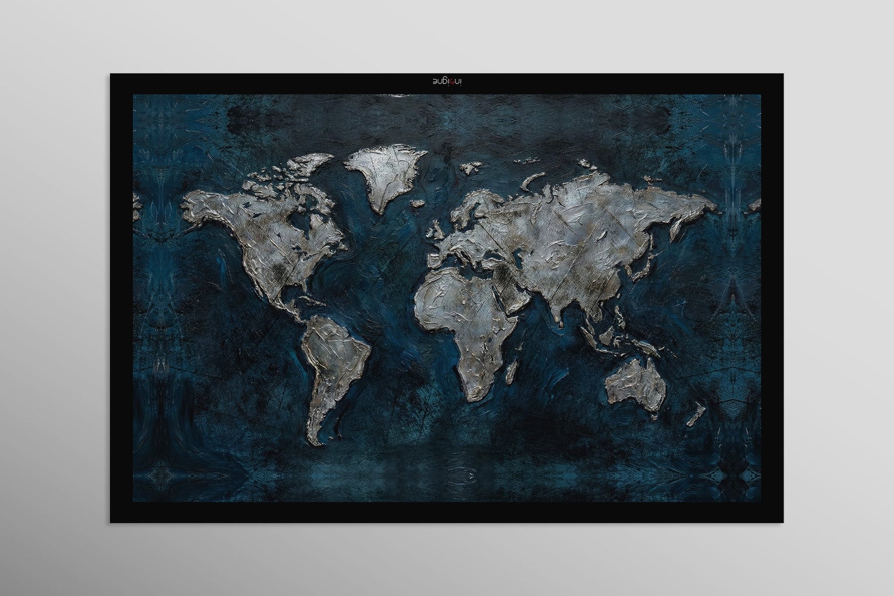 Sapphire Metallic Atlas — 3D Kabartmalı Premium Duvar Sanatı