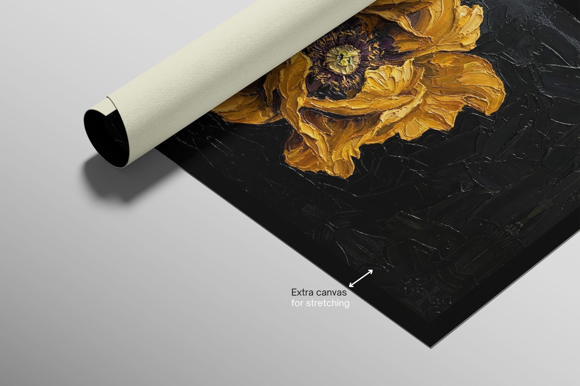 Gilded Obsidian Bloom — 3D Kabartmalı Premium Duvar Sanatı