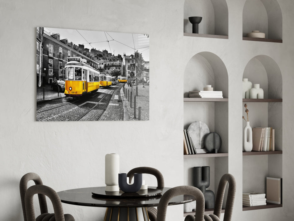 Sarı Tramvay (Lizbon) Cam Tablo