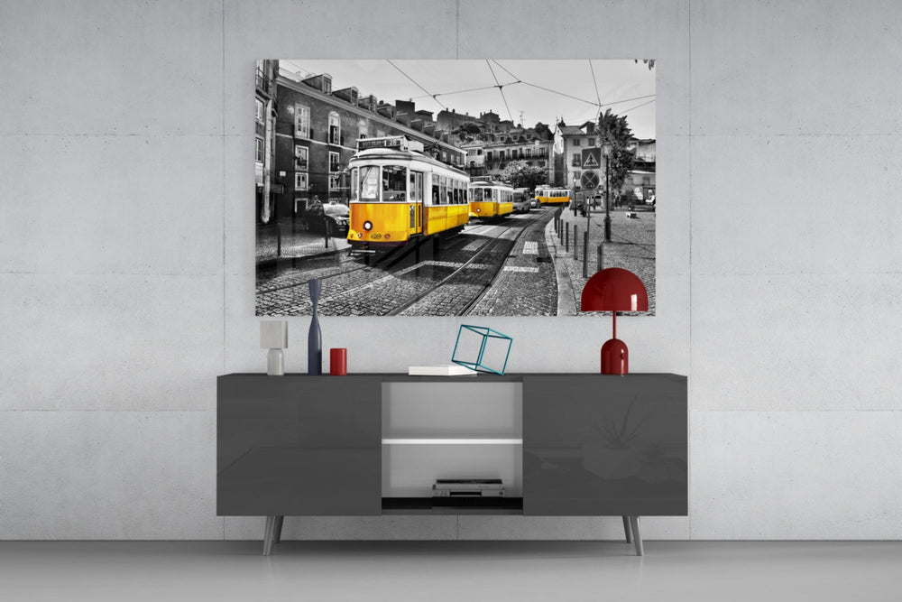 Sarı Tramvay (Lizbon) Cam Tablo