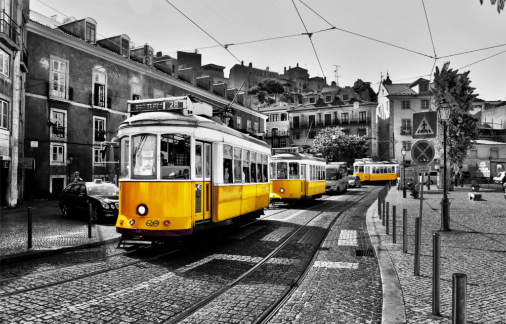 Sarı Tramvay (Lizbon) Cam Tablo