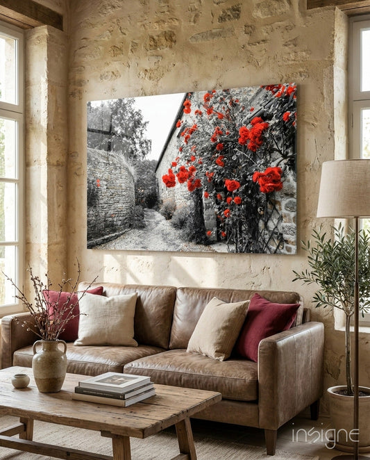Kırmızı Gül Cam Tablo