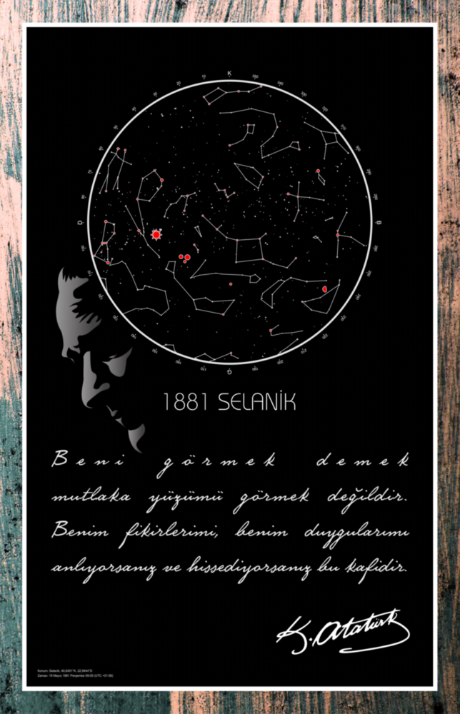 Gök Atlası Atatürk Cam Tablo