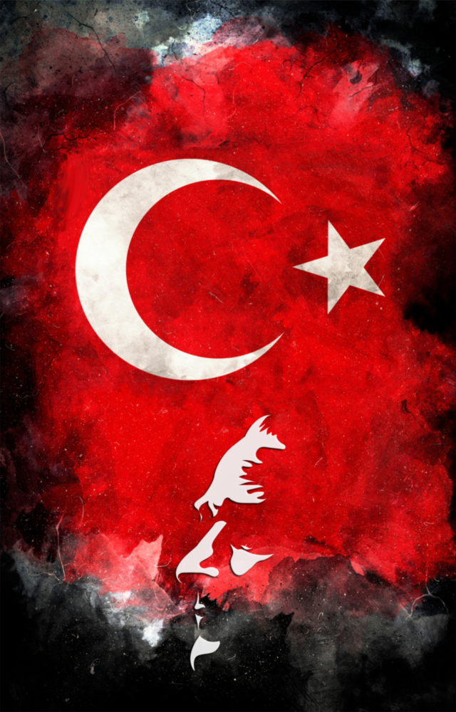Atatürk Silüeti ve Türk Bayrağı Cam Tablo