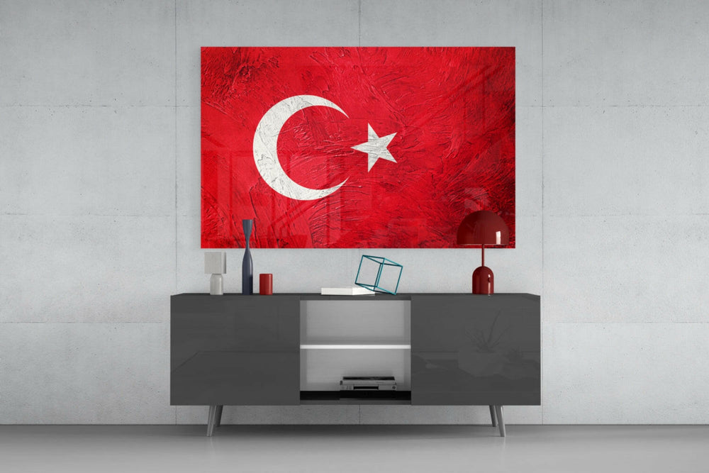 Türk Bayrağı Cam Tablo.