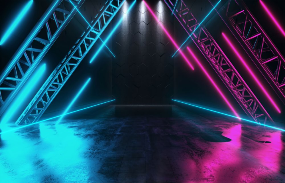 Neon Işıklar Cam Tablo