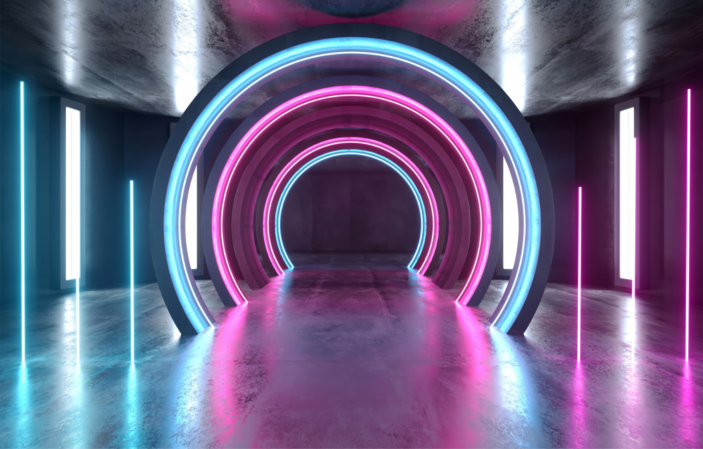 Neon Işıklar Cam Tablo