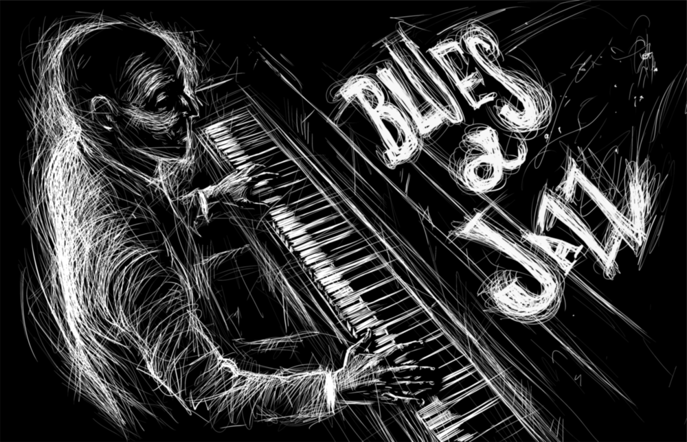 Caz Blues Müziği Cam Tablo