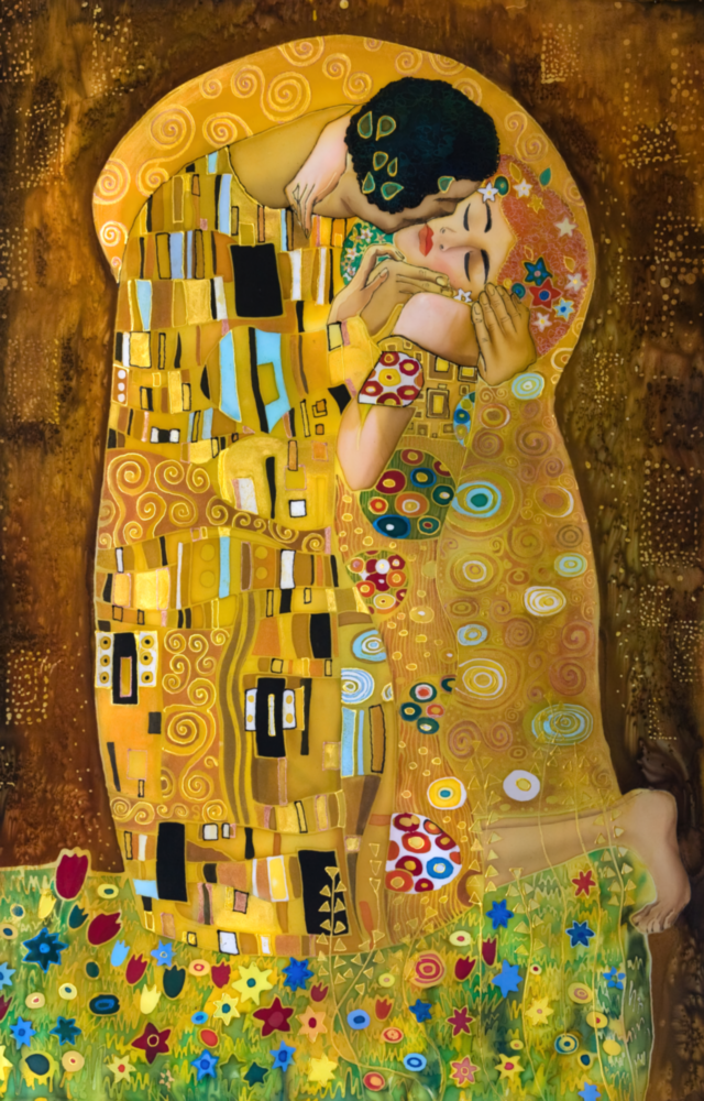 Gustav Klimt "Öpücük" Cam Tablo