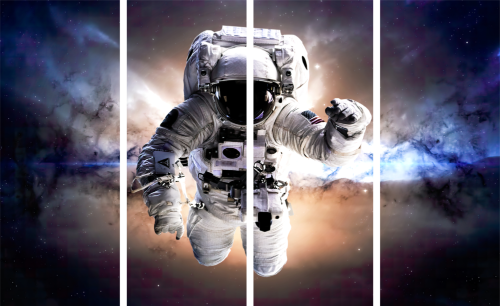 Astronot 4 Parça Mega Cam Tablo | 150x92 cm