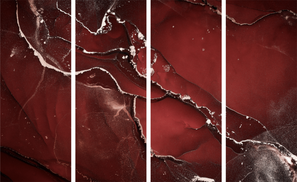 Kırmızı Çatlak 4 Parça Mega Cam Tablo | 150x92 cm