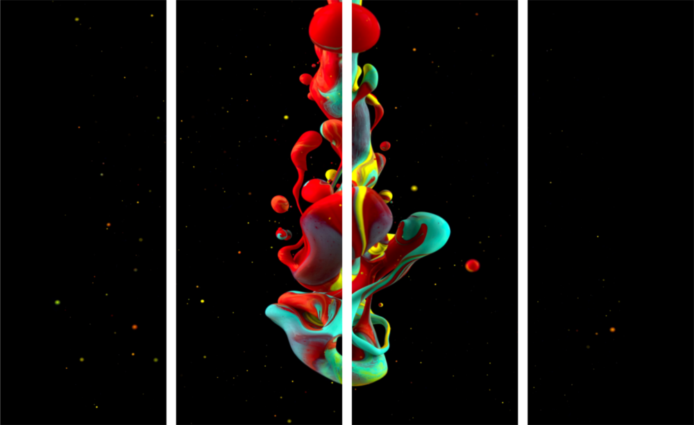 Renk Karışımı 4 Parça Mega Cam Tablo | 150x92 cm