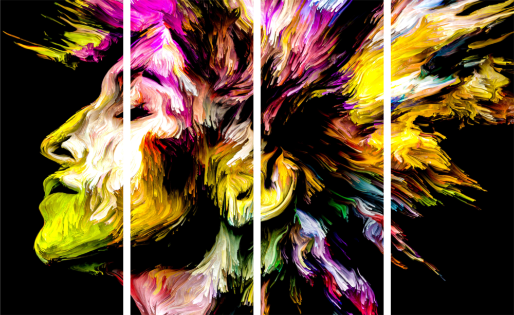 Müziği Hisset 4 Parça Mega Cam Tablo | 150x92 cm