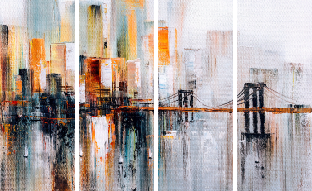 Manhattan Silueti 4 Parça Mega Cam Tablo | 150x92 cm