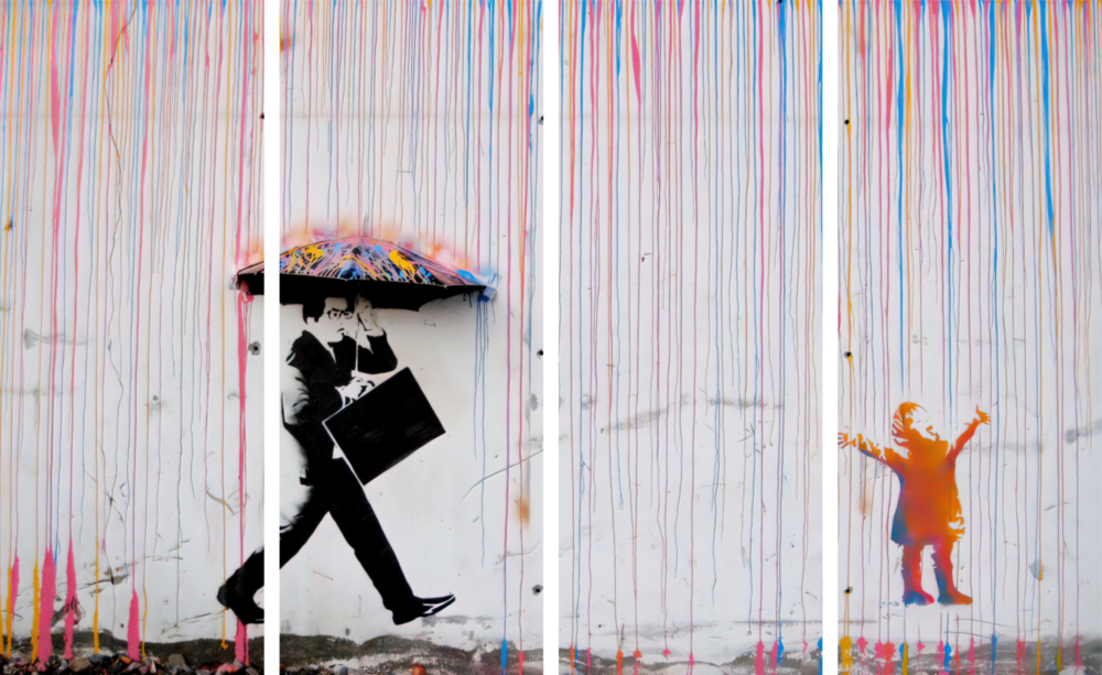 Banksy 4 Parça Mega Cam Tablo | 150x92 cm