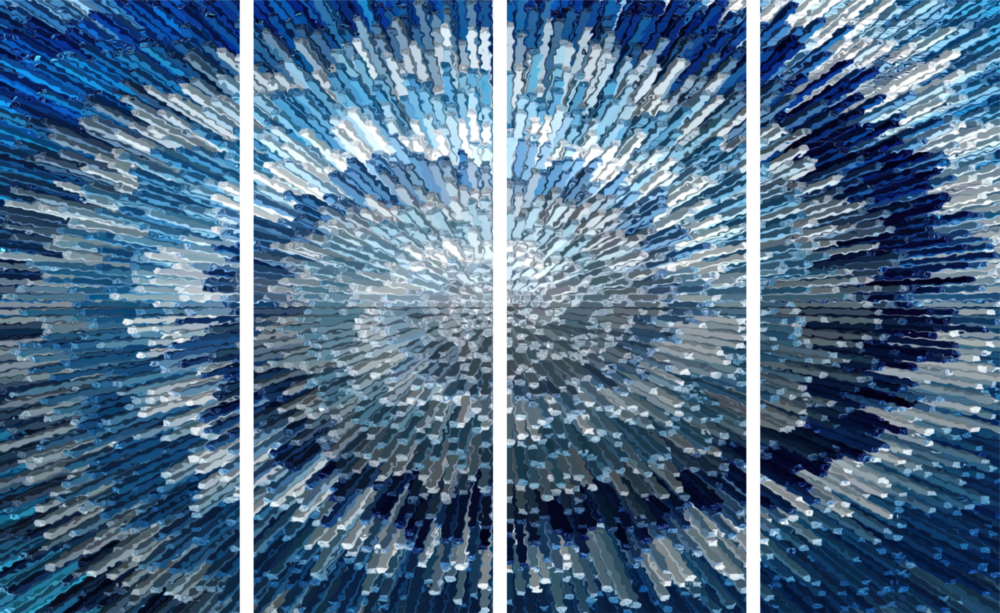 Mavi Spiral 4 Parça Mega Cam Tablo | 150x92 cm