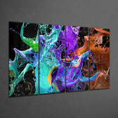 Renklerin Sıçrayışı 4 Parça Mega Cam Tablo | 150x92 cm.