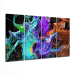 Renklerin Sıçrayışı 4 Parça Mega Cam Tablo | 150x92 cm.